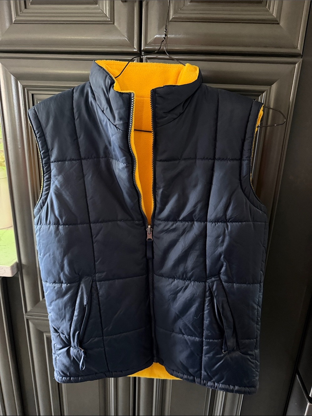 Men's Reversible Navy and Yellow Quilted Vest